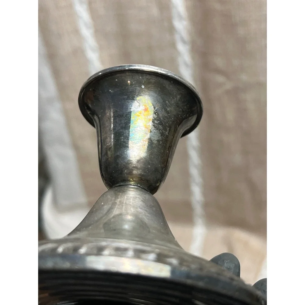Newport Silverplate Weighted Candlestick Holderp Rope Trim